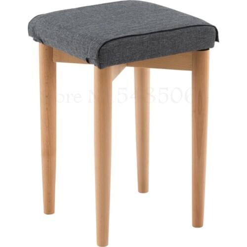Nordic Solid Wood Stool Creative Living Room Dining Table Stool Square Stool Fabric Dressing Stool Makeup Stool High Bench