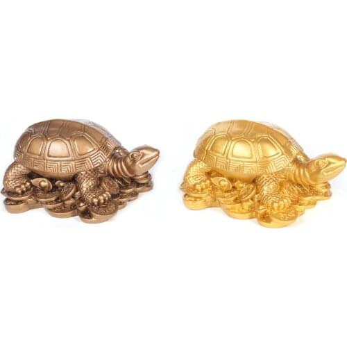 Resin Money Turtle Lucky mascot Decorative statue， Modern handmade sculpture Chinese ornaments， Home living room bedroom statue