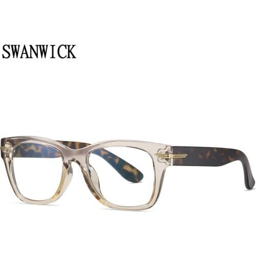 Swanwick TR90 square glasses frame anti blue light glasses men optical eyeglasses frames retro grey brown woman accessories