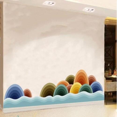 Creative Cartoon Colorful Hills Corner Waist Line Wall Stickers for Baby Childrens Room Bedroom Nursery Decor Self-adhesive
