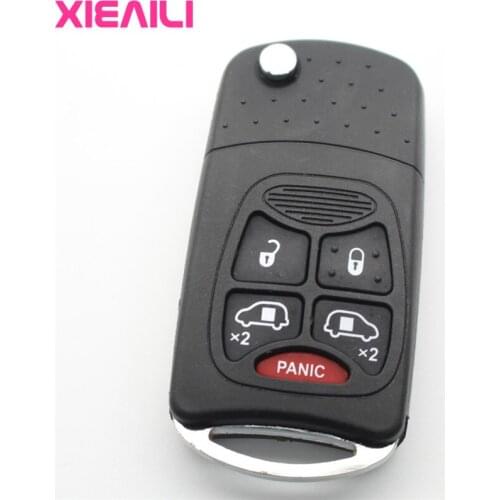XIEAILI 10Pcs OEM 5Button Modified Flip Folding Remot Key Case Shell For Chrysler Town/Country For Jeep Grand Key Fob Case S471