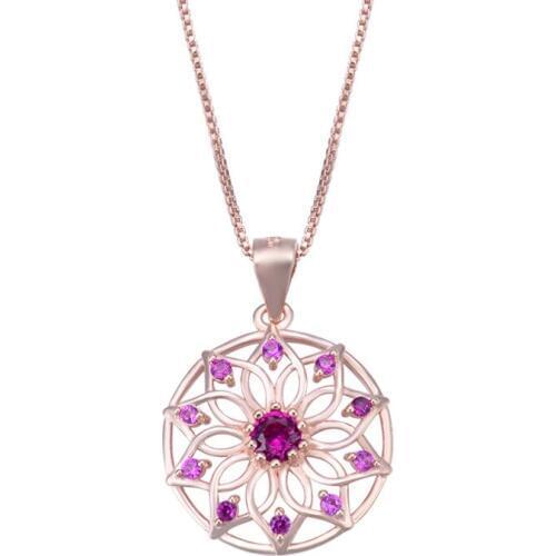 YJBD002385 New Fashion Collarbone Necklace Pendant Girl Rose Gold Inlaid Zirconia S925 Silver Pendant