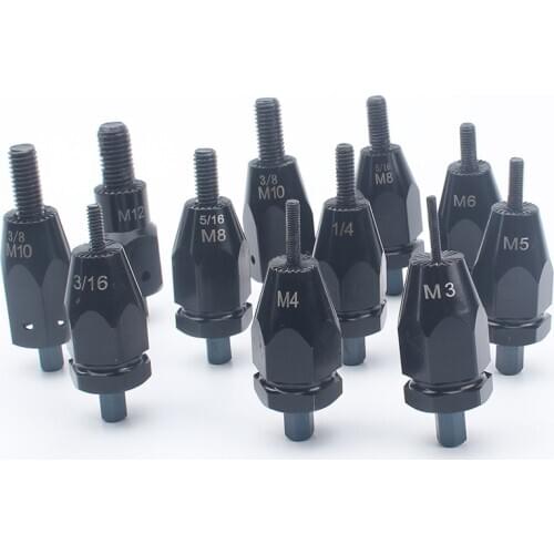 Metric M3-M12 And Imperial 3/16 1/4 5/16 3/8 Screws Nut Rivet Gun Adapter Head Replacing Mandrels Rivet Guns Tool Accessories