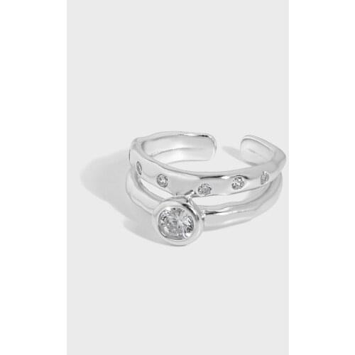 Real 925 Sterling Silver Double Layer Opening Womens Ring Wedding Accessories, Cubic Zirconia Rings Fine Jewelry For Women 2021