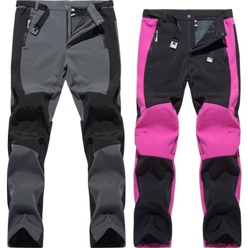 Winter Softshell Fleece Hiking Skiing Pants Men Outdoor Thick Warm Waterproof Thermal Climbing Camping Trekking Fishing Trousers