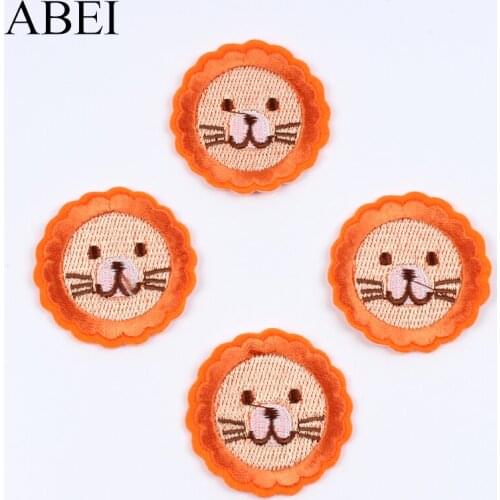 10pcs Embroidery Round Patch Iron On Leo Stickers Cartoon Animal Patches For Clothes Repair Decoration DIY Sewing Jeans Badge
