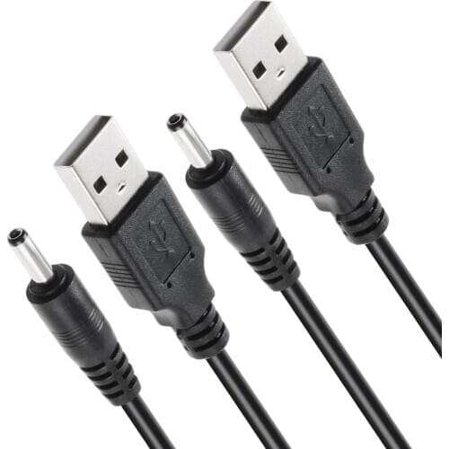 2PCS USB 2.0 A Male to DC 3.5x1.35 mm 5 Volt DC Barrel Jack Power Cable 3FT, Black