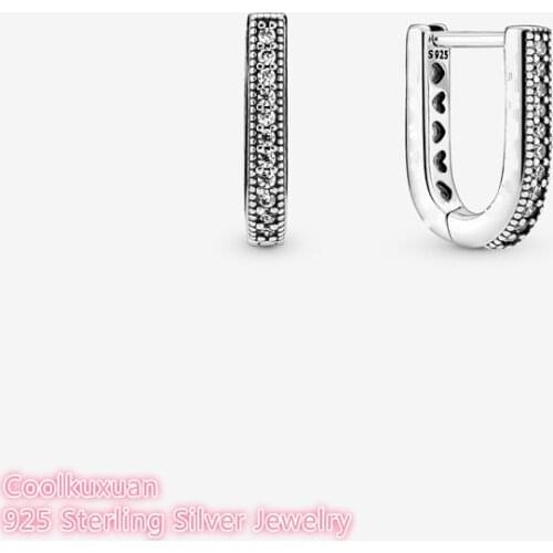 2021 Autumn Signature 100% 925 Sterling Silver U-shaped Hoop Earrings Original European Style Brand woman Jewelry