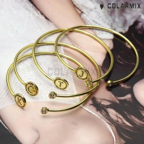 8 pieces Lettert bangles alphabets bangle cuff bangle for women fashion jewelry zircon accessories bracelets 51156