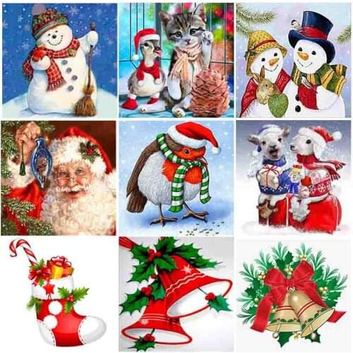 Diy 5d Diamond Painting Snow Diamond Art Embroidery Christmas Cross Stitch Mosaic Full Round Drill Home Decor Christmas Gift