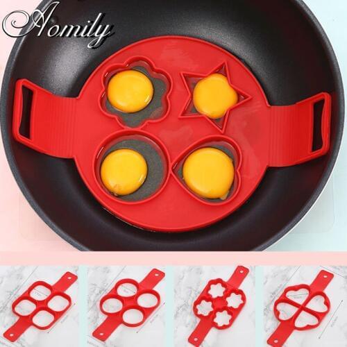 Amoliy Non-Stick DIY Egg Pancake Silicone Mold Pancake Maker Ring Heart Flower Square Round Shape Mold Baking Omelet Moulds