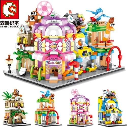 Sembo Blocks Street Mini Shop model building Bricks Candy Store Model for Kids Toys Fun Children Gifts Brinquedos Christmas Gift