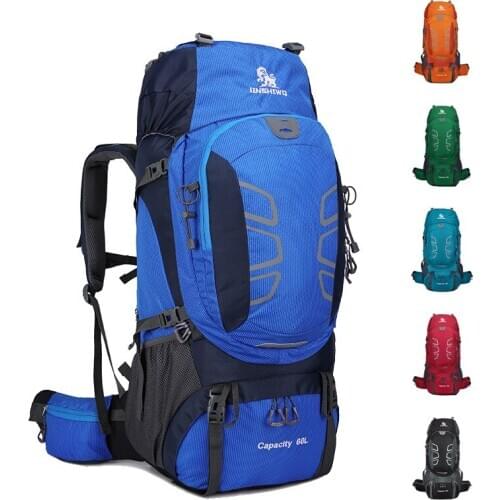 Large 60L Bag Camping Backpack Outdoors Bags Waterproof Nylon Women Men Hiking Camping Climbing Fishing Rucksack Bag