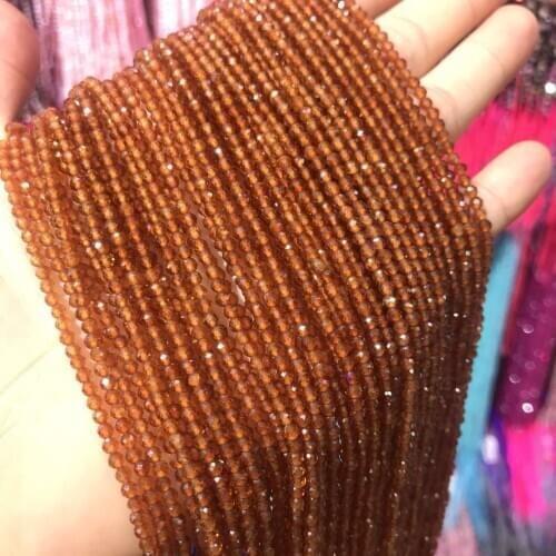 Natural Orange Pomegranate Cut Loose Beads2-3m Semi-finished Crystal Small Code Beads Make Necklace DIY Bracelet Accessories38cm