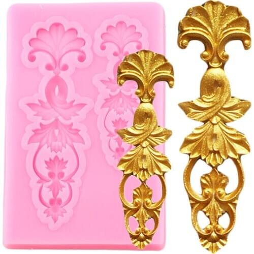 Flower Vine Lace Border Silicone Mold DIY Leaves Relief Cupcake Topper Fondant Cake Decorating Tools Candy Clay Chocolate Moulds