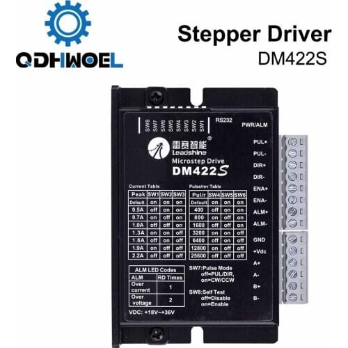 QDHWOEL 2-Phase Stepper Motor Driver DM422S Supply Voltage 18-48VDC Output 0.3-2.2A Current