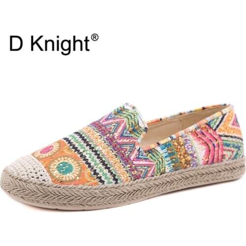 Big Size 41 Espadrilles Shoes Flat Ladies Fashion Comfortable Women Casual 2021 Spring Summer Hemp Zapatillas Mujer Sapatos Flat