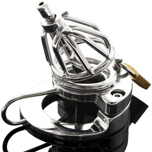 Lockable Penis Lock Stainless Steel Cock Cage Penis Ring Chastity Device Belt Tool Restraint Sex Toys for Men BS076 40/45/50mm