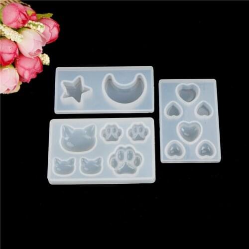 1pc DIY resin pendant necklace pendant mold resin molds Cat cat claw moon star heart Liquid silicone mold
