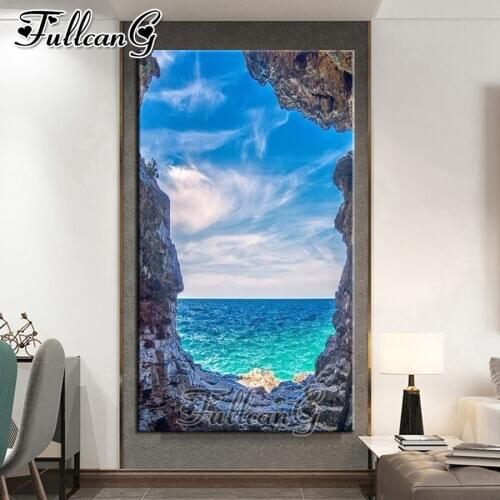 FULLCANG Sky sea landscape large diamond painting 5d diy full square round drill mosaic embroidery sale home decoration FC3523