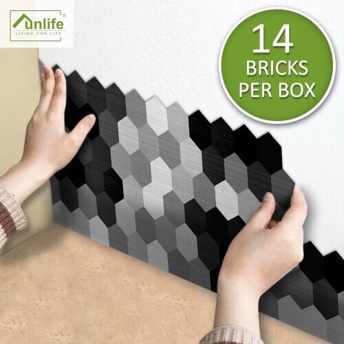 Funlife® Black White Grey Tile Stickers Self-Adhesive Removable DIY Wallpaper Wall Stickers for Furniture Bathroom Kitchen Decor
