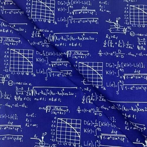 Beautiful 100% Cotton Fabric Blue Mathematical formula Pattern Digital Print Sewing Material DIY Home Patchwork Dress Clothing