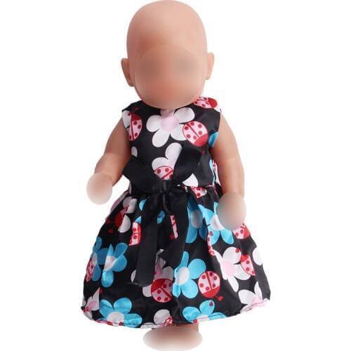 Doll clothes black Printed evening dress has many styles fit 43 cm baby dolls and 18 inch Girl dolls f206