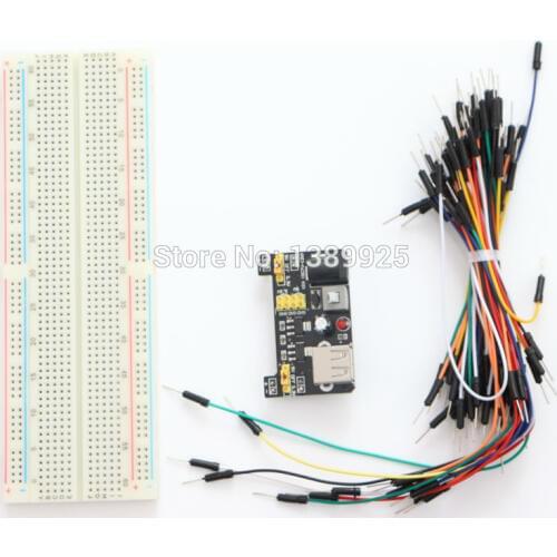 5Sets/Lot 3.3V/5V MB102 Breadboard power module+MB-102 830 points Solderless Prototype Bread board kit +65 Flexible jumper wires