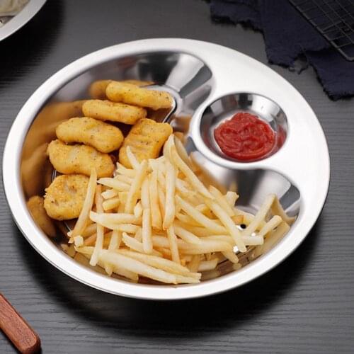 Multi functional Stainless Steel Kitchen Dual-layer Wheat Straw Disc Tool with Mini Spices Dish Fruit Dumplings Dish Tableware