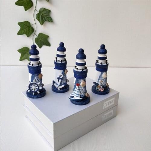 Nautical Wood Wooden Lighthouse Beacon Tower Beach Starfish Shell Home Room Bedroom DIY Decorative Crafts Ornament Gift