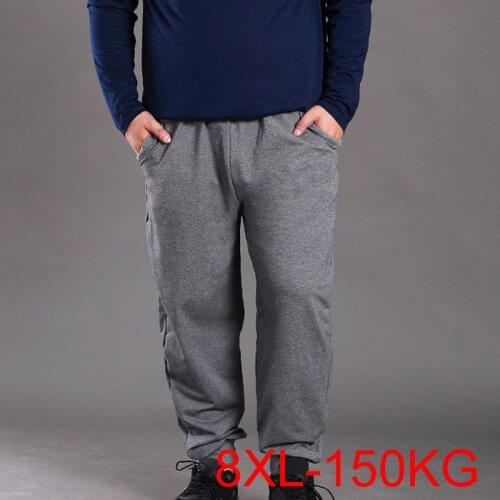 Spring autumn plus size men pants 5XL 6XL 7XL 8XL waist 150cm cotton Loose men pants