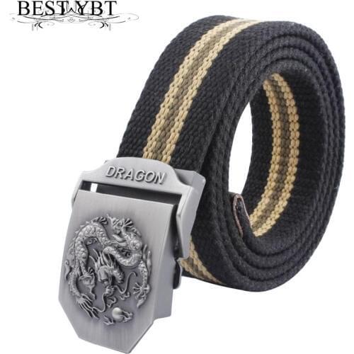 Best YBT Men Belt Automatic buckle men casual dragon Belt Men thickening Canvas Belt Outdoor Men tidal current cowboys Belt
