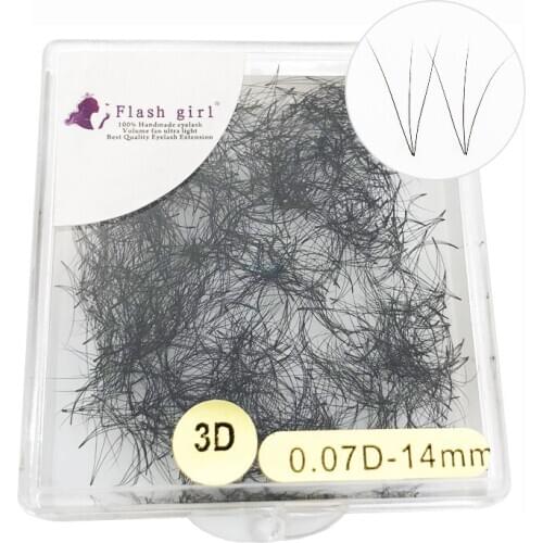 Flash girl soft and wispy 1000fans eyelashes 3D14MM 1000fans short stem premade fans Russia Volume eyelashes extensions