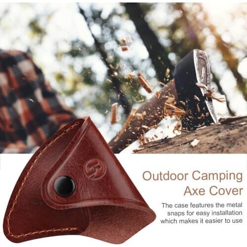 Axe Head Sheath Camping Hunting Axe Hatchet Head Cover Ax Blade Sheath Belt Loop Holster Thick Genuine Leather Coffee Color 4