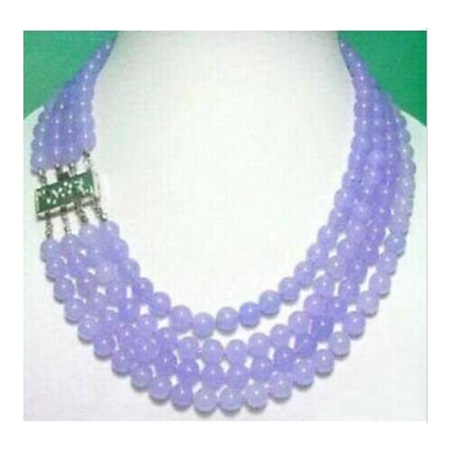 Charming! 4 Rows 8MM Alexandrite Natural Jade Necklace