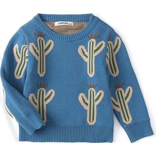 2020 Autumn＆Winter New Mother And Daughter Parent-Child Sweater Cactus Pattern Pullover Parent-Child Sweater Boys And Girls 3rd