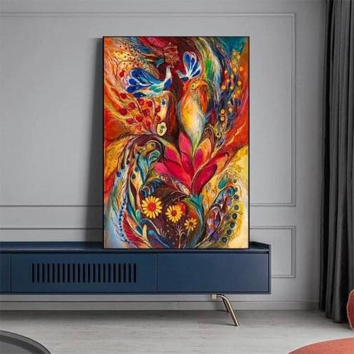 Gold Phoenix Art Poster Ancient Chinese Style Canvas Painting Abstarct Pictures On Wall Frameless Home Room Decor
