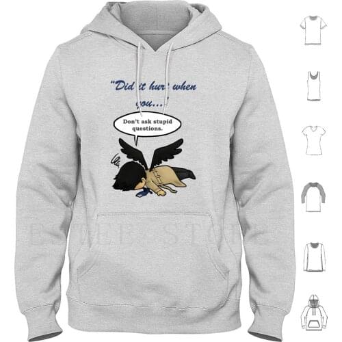 Did It Hurt When You Fell From Heaven ? Hoodie Long Sleeve Castiel Supernatural Dean Sam Winchester Angel Of The Lord Angel