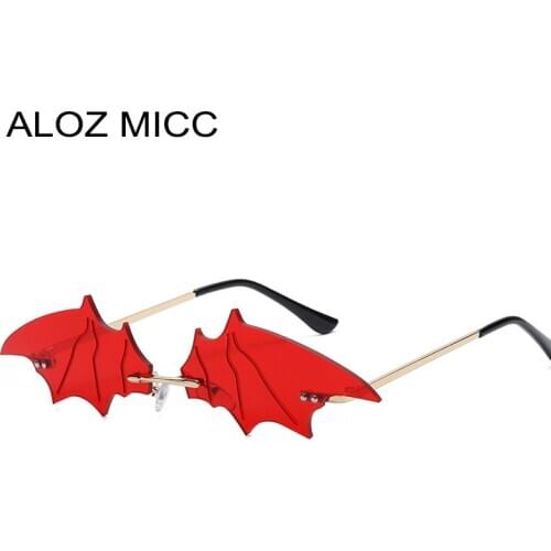 ALOZ MICC Fashion Bat Rimless Sunglasses Women New Frameless Punk Sunglasses Female Men Unique Colorful Glasses Shades UV400