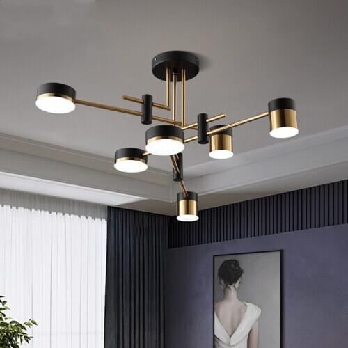Modern LED Chandeliers Lamp Gold For Living Room Bedroom Restaurant Pipe Pendant Indoor Lighting Fixtures Dropshipping