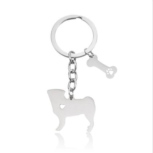 Old english Sheepdog pendant keychain with bone