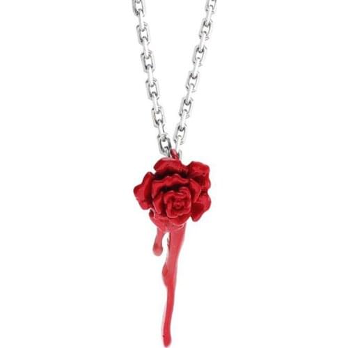 Unique Rose Flower Shaped Pendant Necklace Goth Retro Link Chain Necklace for Women Girlfriend Party Neck Jewelry Gift