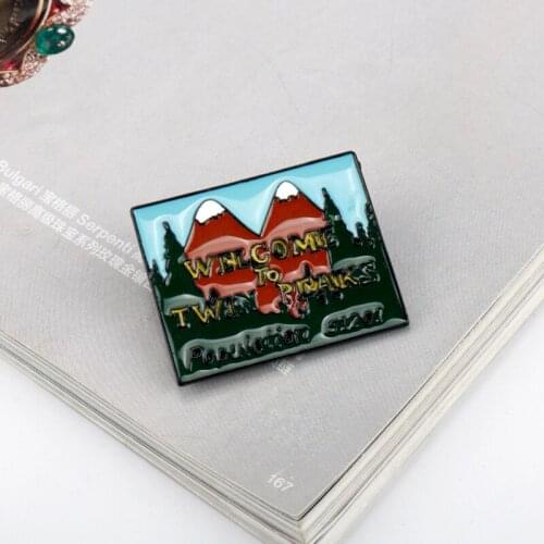 Welcome To Twin Peaks Enamel Badge Brooch Women Men Coat Backpack Metal Lapel Pins Travel Brooch Jewelry Christmas Gift
