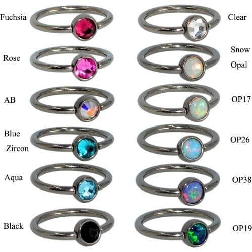 1PC G23 Titanium Opal Ear Septum Piercing Nose Ring Gem Ball BCR Piercings CBR Helix Tragus Labret Rings Piercings Body Jewelry