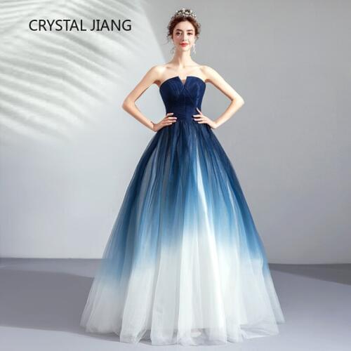 2019 Gradient Tulle Bridesmaid Dress Custom made A Line Long Dress for Wedding Party Maid of Honor Dresses for Weddings