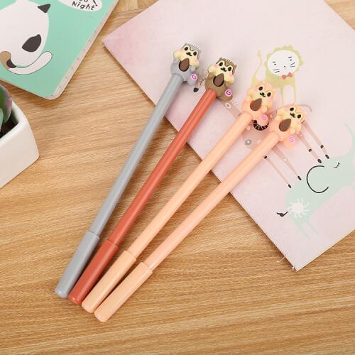 24 Pcs Creative Cartoon Squirrel Neutral Pen Cute Learning Stationery Silicone Head Water-based Signature Pen
