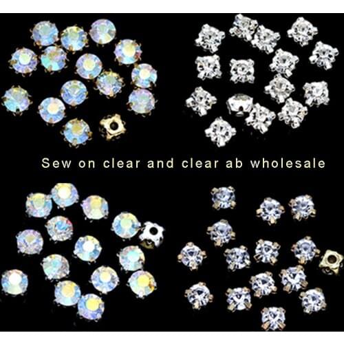 3/4/5/6/7/8/10mm Clear White Crystal Round Rhinestones Flatback With Claw Sew On Diamanté Stone For Clothes Wedding Dress Trims