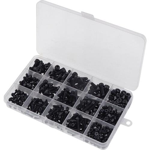 500 Pcs Black M3 M4 M5 Inner Hexagon Socket Screw Stainless Steel Cup Cap Allen Head Bolts Assortment Bolt Bolts and Nuts