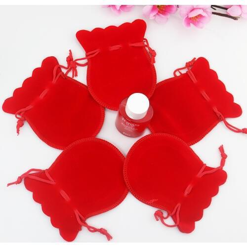 7x9cm 100Pcs/lot Red Velvet Bag Drawstring Pouch Gift Bag Favor Charms Jewelry Packaging Bags Small Wedding Gift Bag