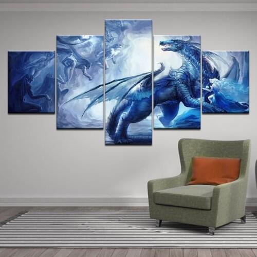 Abstract Fantasy Scene Knight Fighting Dragon HD Print Canvas Paintings Wall Art Bedroom Home Decor Picture Poster Dragon Knight